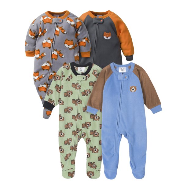 Gerber Baby & Toddler Boys Microfleece Blanket Sleeper Pajamas, 4Pack
