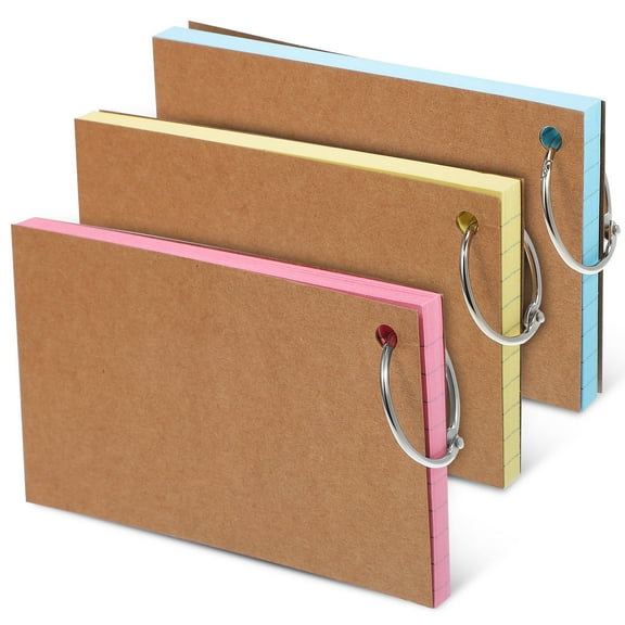 BESTOYARD 150Pcs Assorted Color Note Cards with Rings Double Sided Ruled Paper