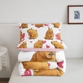 thumbnail image 5 of Manfei Kawaii Heart Print Full Size Comforter Sets,Lovely Daily Capybara Bedding Comforter Set,White,Pink Reversible,3 Pieces,1 Comforter and 2 Pillowcases, 5 of 7