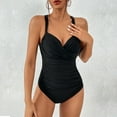 thumbnail image 2 of YWDJ Swimsuit Women One Piece Monokini Romper Full Coverage Bandage Hawaiian Solid Conservative Conservative Beach Beachwear Fashion Bikini Sets Bathing Suit Tankini Bathing Suits for Women 40-Black M, 2 of 8