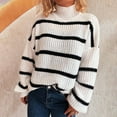 thumbnail image 4 of Yangnuo Womens Sweaters Fall Sweaters for Womens Women's Long-sleeved Turtleneck Sweater With Striped Print, 4 of 4