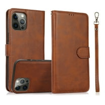 ELEHOLD 2 in 1 Wallet Case for iPhone 14 Pro, Credit Card Holder Detachable Hybrid Protective Slim Hard Shell Magnetic PU Leather Folio Pocket Flip Cover for iPhone 14 Pro,Brown