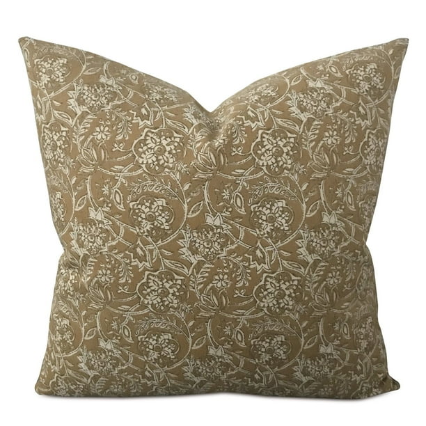 Rustic Floral Linen Decorative Pillow Cover 20" x 20"