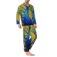 thumbnail image 2 of Susaid Peacocks Print Men's Long Sleeve Pajama Set, Two-Piece Button-Down Loungewear PJs Set, Comfortable Sleepwear for Relaxation-Large, 2 of 7