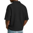 thumbnail image 3 of GrmtClth Waffle Knit Polo Shirts for Men Breathable Short Sleeve Top Athletic Collared T-Shirt Trend with Pocket Clothing Solid Black XL, 3 of 5