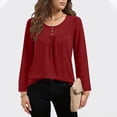 thumbnail image 4 of Camisas de Manga Corta para las Mujeres Casual Color Sólido Blusas Plisadas, Moda Cuello Redondo Tops de Verano para la Fiesta, 4 of 8