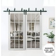 thumbnail image 3 of Sliding Closet 12 Lites Clear Glass Barn Bypass Doors | Felicia 3355 White Silk | Sturdy 6.6ft Rails Hardware Set | Wood Solid Bedroom Wardrobe Doors, 3 of 6