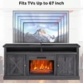 thumbnail image 6 of Juiluna Farmhouse Electric Fireplace TV Stand for TVs up to 65 Inch, Entertainment Center with 23" Electric Fireplace Remote Control, TV Console Cabinet with Open Storage Shelves for Living Room,Black, 6 of 7
