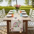 thumbnail image 4 of Easter Bunny Table Runner, Spring Flower Daisy Tulips Vintage Leaves Washable Cotton Linen Table Runners 120 Inches Long, Dresser Scarf Runner for Dining/Living Room/Kitchen/Square Tables 13''x120'', 4 of 9