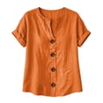 thumbnail image 6 of Guluxicc Button Up Shirt Women Short Sleeve Cotton Button Front Solid Color Casual Summer Outdoor Wear Trendy Tops, 6 of 8