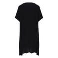 thumbnail image 5 of Plus Size Casual Dresses Ndbuld Women's Summer Solid Color Short-Sleeve V-Neck A-Line Mid-Waist Dress Black L, 5 of 7