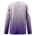 thumbnail image 5 of Plus Size Tops for Women Long Sleeve Lace Cutout Tee Shirts Crewneck Pullover Casual Slim Fitness Blouse Purple XXL, 5 of 5
