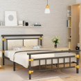 thumbnail image 1 of LDHF Full Metal Bed Frame, Sturdy Platform Bed with Headboard & Footboard, No Box Spring Needed, Under Bed Storage, Non-Slip Without Noise, Gold, 75x58x38 inches, 500 lbs Weight Capacity, 1 of 3