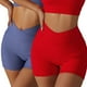 thumbnail image 1 of 2 piezas de cintura cruzada, pantalones cortos de yoga para levantar la cabeza y la cadera, pantalones cortos de fitness para correr y ciclismo con bolsillo, pantalones cortos ajustados para correr, 1 of 6