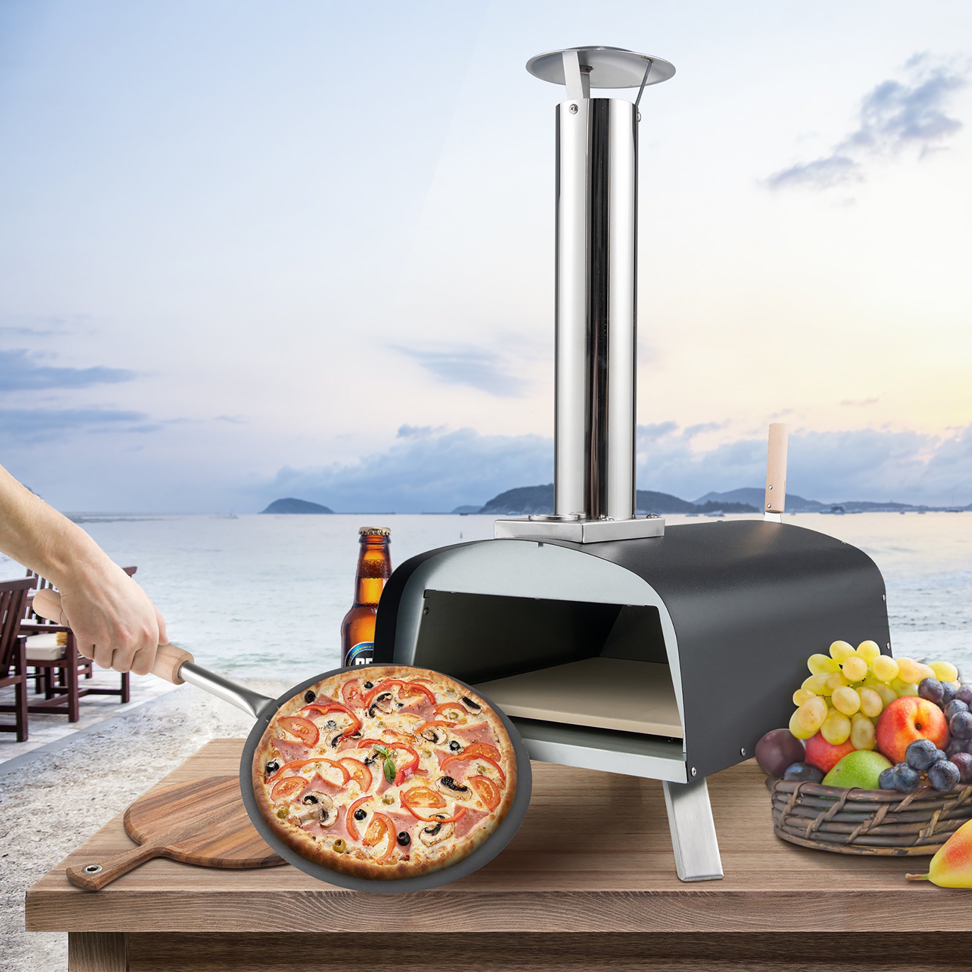 Costway 12 Multi-Fuel Pizza Oven Propane u0026 Wood Fired Pizza Maker Portable  | Walmart Canada