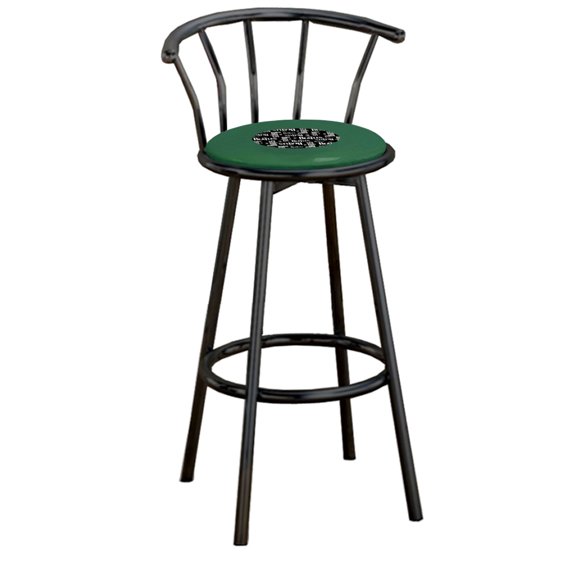 The Furniture King Bar Stool 29" Tall Black Metal Finish with a Music Themed Decal (Beatles Black White - Green)