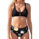 thumbnail image 1 of Bikini de Tirantes Dobles Fruncidos para Mujer, Espalda Cruzada, Traje de baño, Parte Superior de Bikini con Estampado Recortado Negro CH Negro CH Xishao ropa, 1 of 2