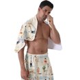 thumbnail image 4 of Colevkie Men's Wearable Bath Skirt & Towel 2 Pieces Bath Wrap Set Soft Absorbent Beach Towel Bath Towel Polyester with Pocket Portable Home Sauna Hotel Printed Beach Pattern, 4 of 7