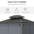 thumbnail image 3 of Outsunny Patio Gazebo 12' x 10', Netting & Curtains, 2 Tier Double Vented Steel Roof, Hardtop, Ceiling Hooks, Rust Proof Aluminum, Gray, 3 of 9