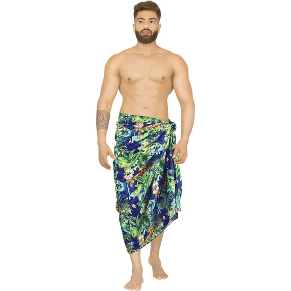 LA LEELA Men's Swim Bath Trunk Swimsuit Regular Surfing Swimwear Sarong Long Pareo Beach Wrap One Size Space, Landscape Summer Vacation Aloha