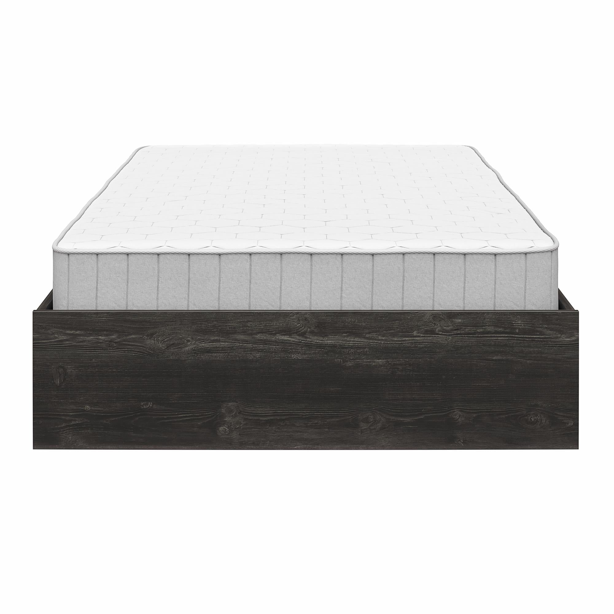 RealRooms DreamSaver Platform Bed Frame and Mattress Set, Twin, Black Oak