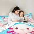 thumbnail image 5 of Manfei Kawaii Animal Teens Queen Comforter Set, Cartoon Axolotl Print Bedding Sets, Blue Pink Reversible Bedding Comforter Set, Ultra Soft Home Decor, 3pcs, 5 of 8