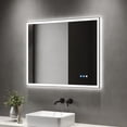 thumbnail image 2 of Deervalley 40 in. W x 32 in. H Rectangular Framed LED Light Anti-Fog Wall Bathroom Vanity Mirror in Black Front Light and Backlit, 2 of 14