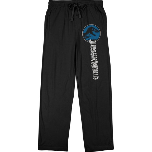 Jurassic World Title Logo Men's Black Graphic Sleep Pajama Pants-Medium