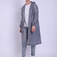 thumbnail image 2 of Poncho de lluvia de moda para exteriores reutilizable de EVA gris con capucha y mangas Ropa impermeable para adultos Hombres Mujeres, 2 of 5