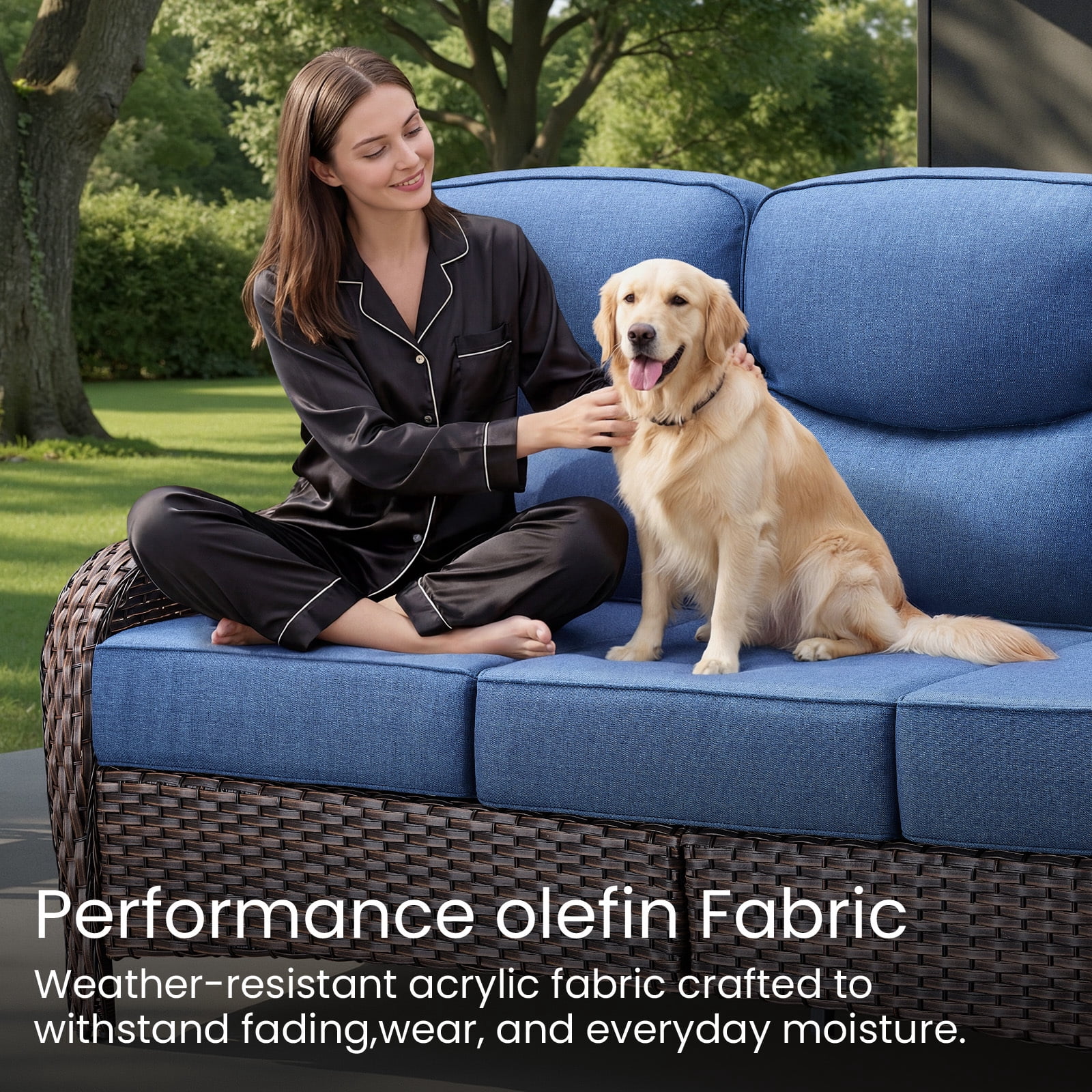 Bellefurn Outdoor Seat Cushions 22 X 24 X 6 inch for Patio Furniture,Outdoor Chair Cushions Outdoor Deep Seat Cushion with Water Resistant & Removable Cover Patio Cushions for Wicker Chair,Sofa,Couch
