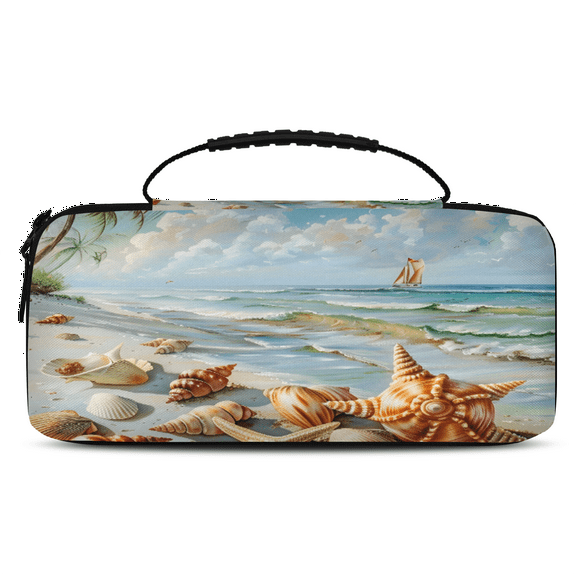 Herdesigns Carry Case Compatible for Nintendo Switch 2, Protective Travel Switch Carrying Case with 20 Game Card Slots for Switch Console & Accessories,Ocean Beach Starfish Seashell