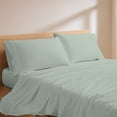 thumbnail image 4 of Color Sense 4-Piece 1200 Thread Count Cotton Blend Sateen Bed Sheet Set, Wrinkle-Resistant, Super Soft, Extra Deep Pocket, Hotel Luxury Bedding, Queen, Light Green, 4 of 12
