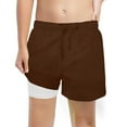 thumbnail image 1 of Toddler Swim Trunks Kids Toddler Boys Solid Color Quick Dry Swim Trunks with Compression Liner Stretch Swim Shorts Boys Rash Guard Brown 10 Years-12 Years, 1 of 3