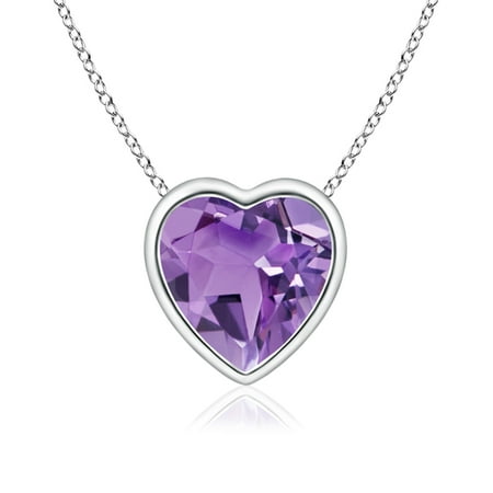 Mother's Day Jewelry - Bezel-Set Solitaire Heart Amethyst Pendant in 14K White Gold (6mm Amethyst) - (Best Black Friday Sales Uk)