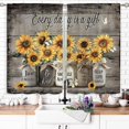 thumbnail image 6 of Farmhouse Vintage Country Sunflower Kitchen Curtains 27.5W X 39L Inch 2 Panels Rod Pocket Brown Rustic Yellow Floral Inspirational Small Short Cafe Tier Cottage Window Drapes Treatment Decor, 6 of 6