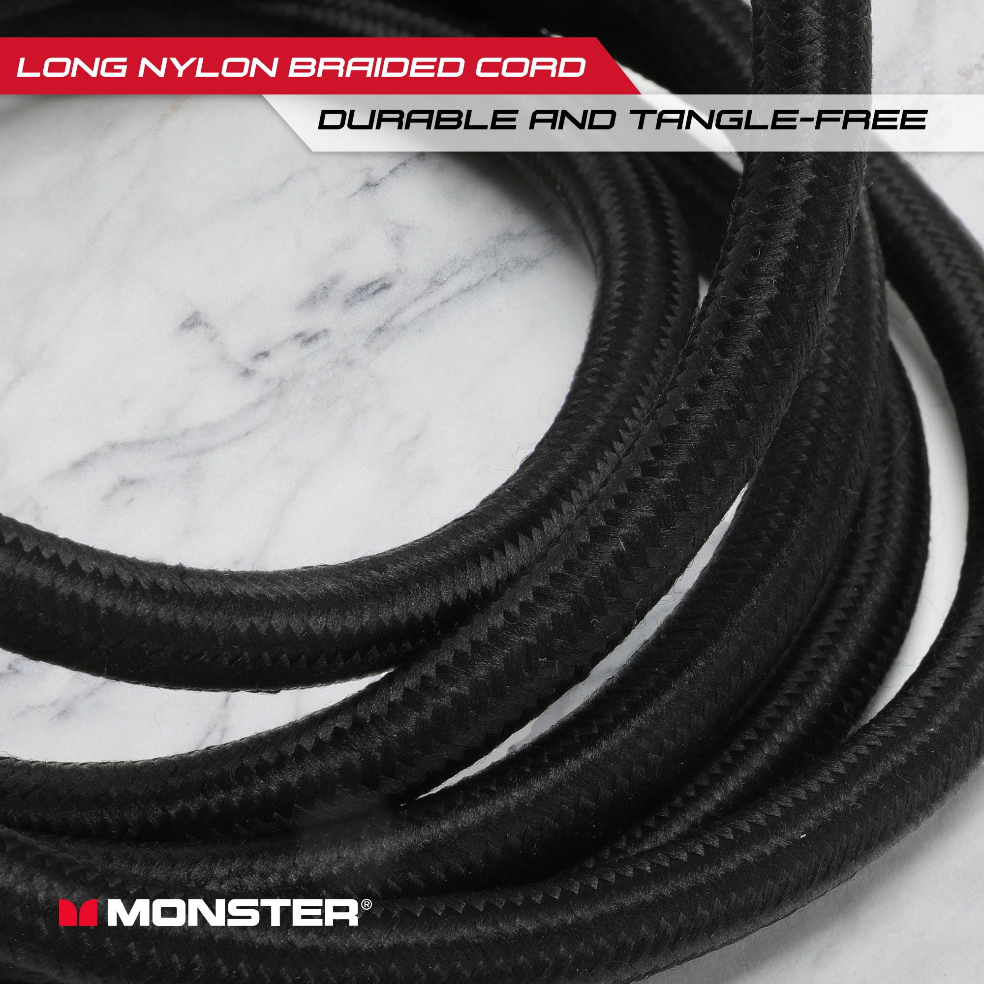 Monster 2000J Surge Protector 8 Grounded Outlets & 2 USB Ports with a 6’ Nylon Braided Extension Cord