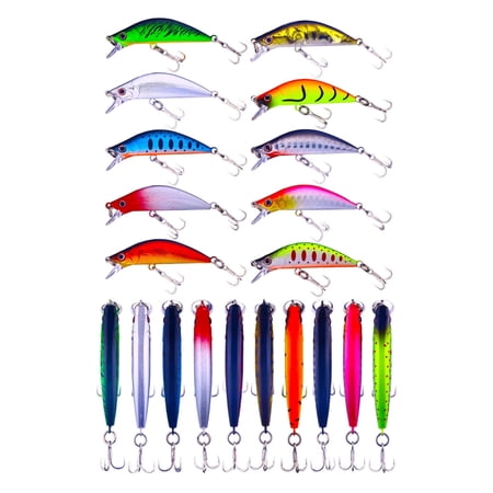 HENGJIA Fishing Lures Jerkbait for Bass Fishing Minnow Lure Set Fishing Plugs Hard Baits Swimbaits Topwater Lures for Trout Bass Perch Fishing 20pcs Deep Diving Fishing Lure