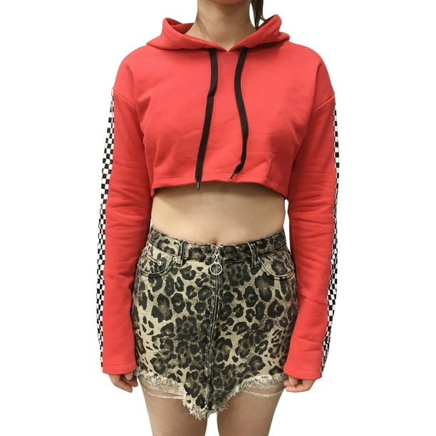 DANCE & MARVEL Dance & Marvel Women's Racer Cropped Hoodie Walmart