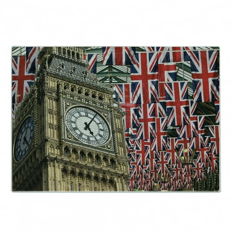 

Union Jack Cutting Board UK Flags Background Big Ben Celebrations Loyalty Decorative Tempered Glass Cutting and Serving Board Small Size Pale Coffee Red by Ambesonne