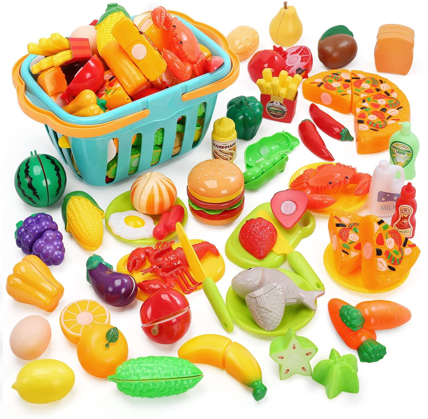 Play Kitchen Accessories Set for Kids Cutting Toy Fruits & Vegetables Cooking PA for sale online 