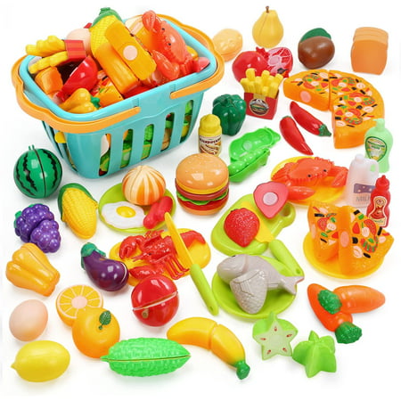 Cutting Play Food Toy for Kitchen, Pretend Fruit Vegetables Accessories ...