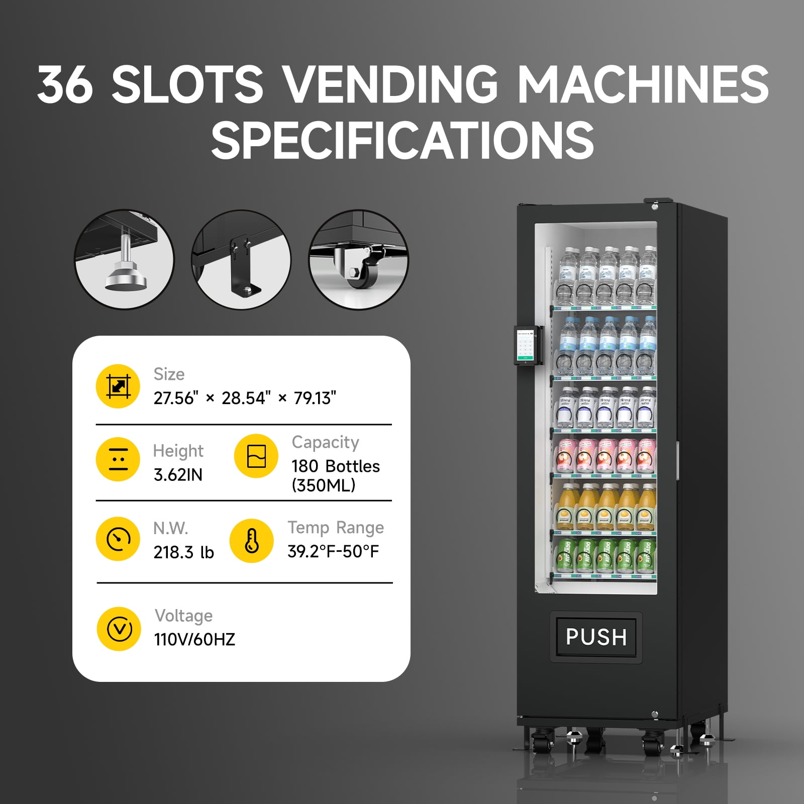 Commercial Vending Machine, Vending Machine Snacks and Drinks Combo with Credit Card & NFC Cashless Payment, Snack Drink Vending Machine for Offices Malls Schools, Wide Variety Easy Operation