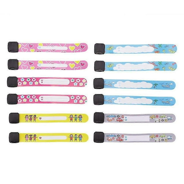 Pulseras de seguridad para niños (12 unidades), impermeables y reutilizables.