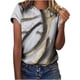 thumbnail image 2 of ICHUANYI Clearance Women's Tops Fashion Casual Loose Blouse Stone Gradient Printing Round Neck T-Shirt Blouse Print Tee(White, L) ICHUANYI WER2023081110895, 2 of 6