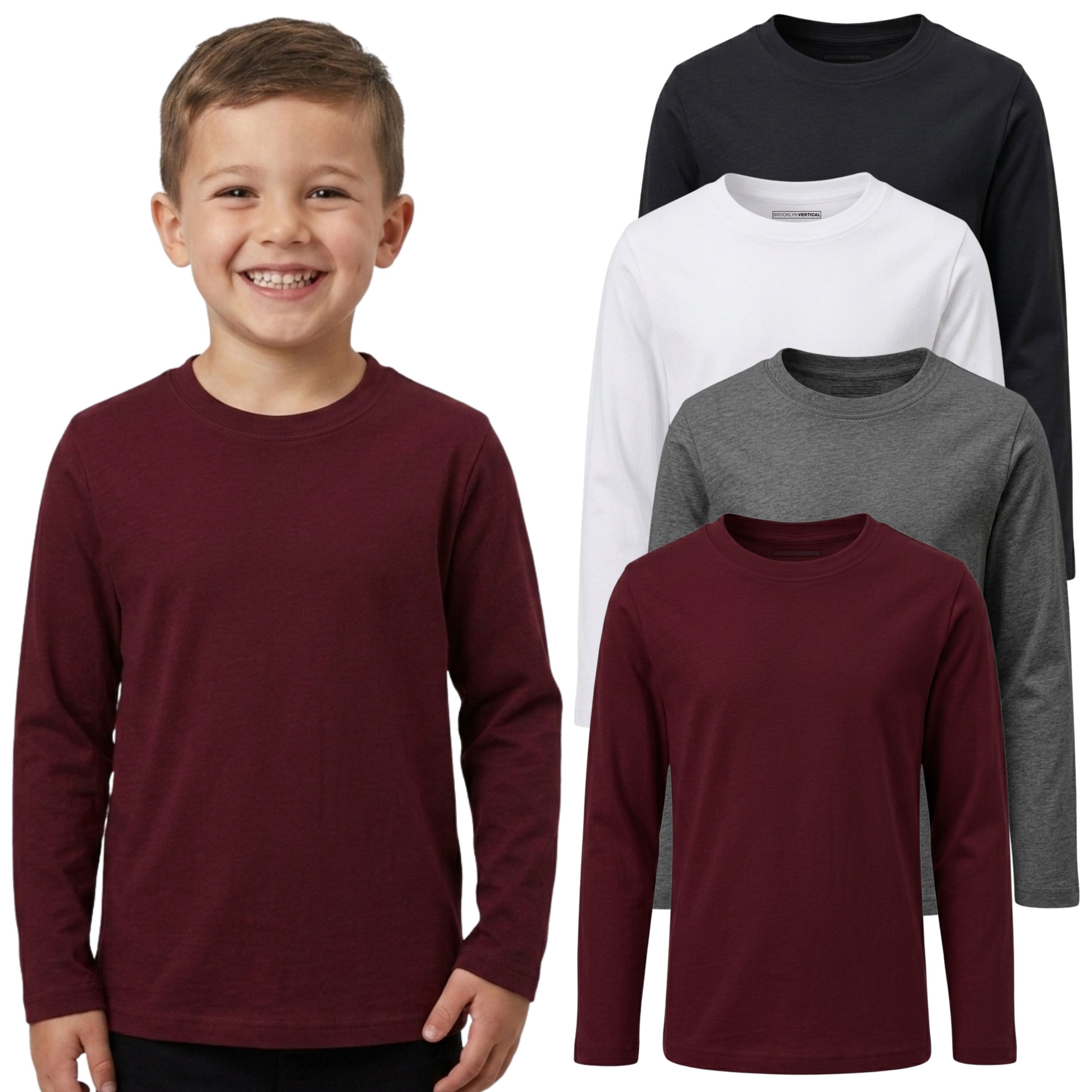 Brooklyn Vertical Boys 4-Pack Long Sleeve Cotton Tee Shirts photo 1