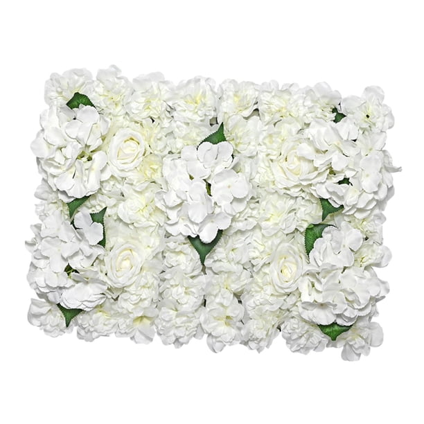 Panel de flores de rosas Panel de flores artificiales Fondo decorativo de rosas para boda Blanco