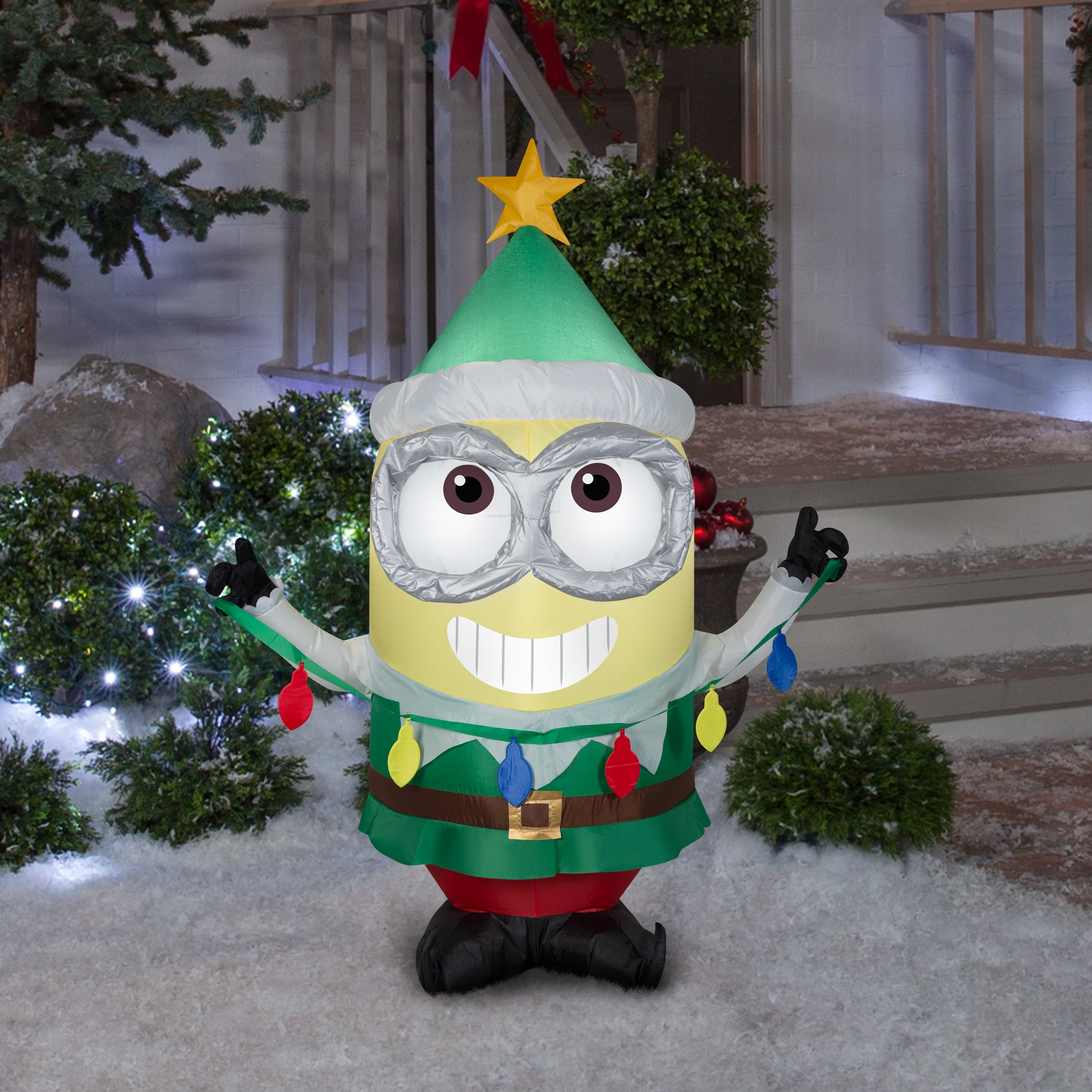 Gemmy Christmas Airblown Inflatable Minion Dave with Light String, 3.5 ft Tall, Yellow