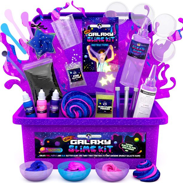 Original Stationery Mini Galaxy Slime Kit with Glow in The Dark Slime
