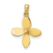 Carat in Karats 10K Yellow Gold 3-D With 4 Blades Propeller Pendant Charm (20.85mm x 15mm)