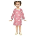 thumbnail image 5 of Christmas Pink Candy Cane with Bows Long-sleeved Dress A-line One-Piece Dress for 2-8 Years Casual Party 4T, 5 of 7